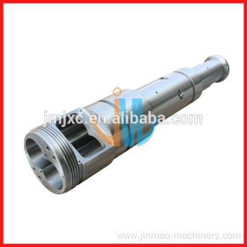 Conical twin extruder screw and barrel